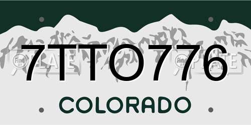 7TTO776 Colorado License Plate