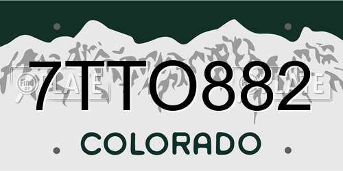 7TTO882 Colorado License Plate