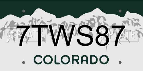 7TWS87 Colorado License Plate