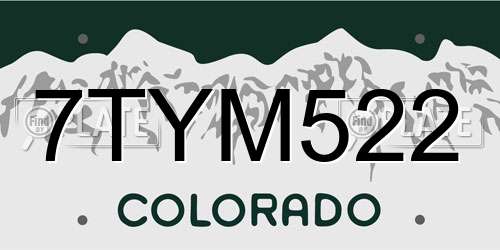 7TYM522 Colorado License Plate