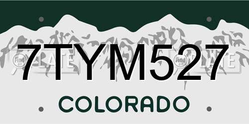 7TYM527 Colorado License Plate