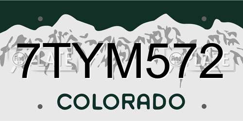 7TYM572 Colorado License Plate