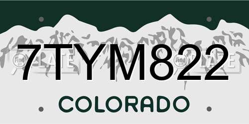7TYM822 Colorado License Plate
