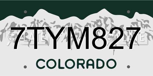 7TYM827 Colorado License Plate