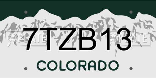 7TZB13 Colorado License Plate
