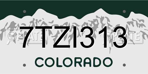 7TZI313 Colorado License Plate