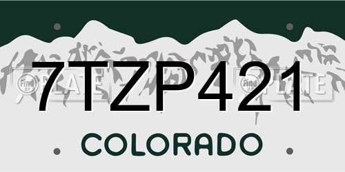 7TZP421 Colorado License Plate