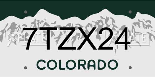 7TZX24 Colorado License Plate