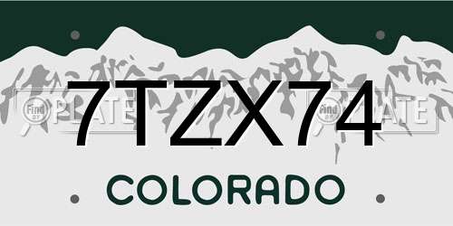 7TZX74 Colorado License Plate