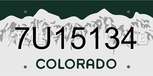 7U15134 Colorado License Plate