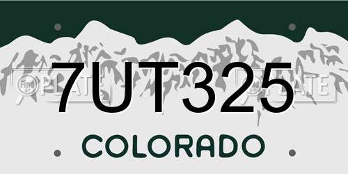 7UT325 Colorado License Plate