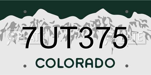 7UT375 Colorado License Plate