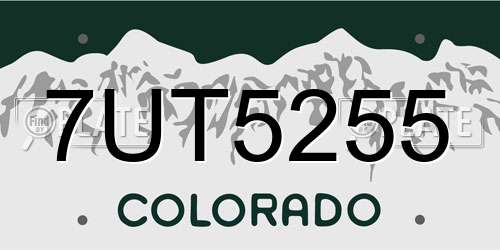 7UT5255 Colorado License Plate