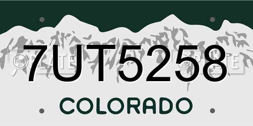 7UT5258 Colorado License Plate