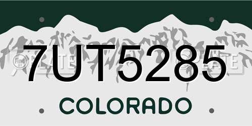 7UT5285 Colorado License Plate