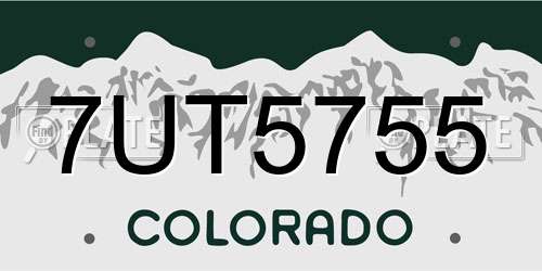 7UT5755 Colorado License Plate