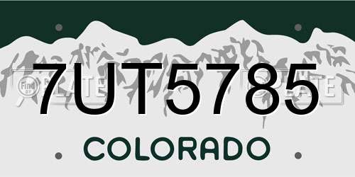 7UT5785 Colorado License Plate