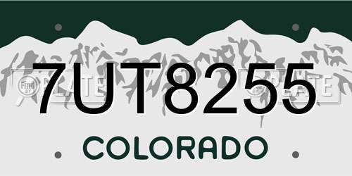 7UT8255 Colorado License Plate