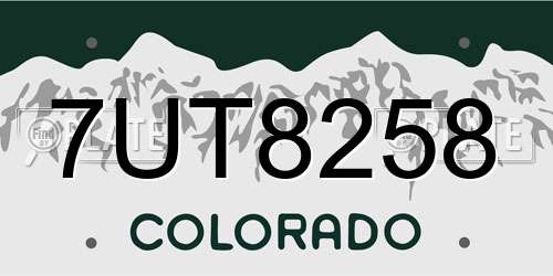 7UT8258 Colorado License Plate