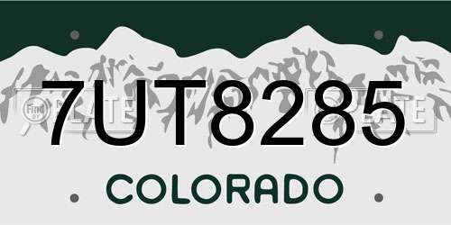 7UT8285 Colorado License Plate