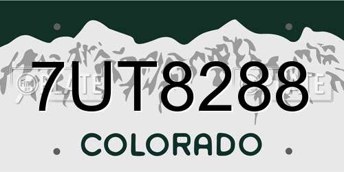 7UT8288 Colorado License Plate