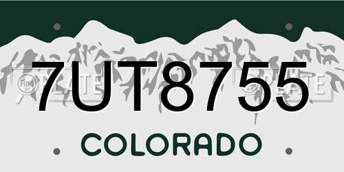7UT8755 Colorado License Plate