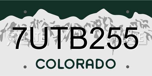 7UTB255 Colorado License Plate