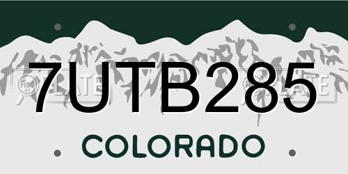 7UTB285 Colorado License Plate