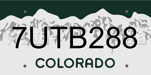 7UTB288 Colorado License Plate