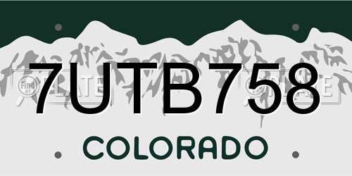 7UTB758 Colorado License Plate