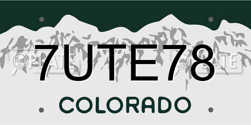 7UTE78 Colorado License Plate