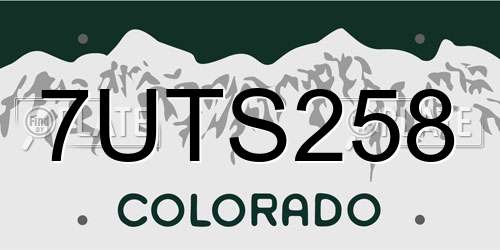 7UTS258 Colorado License Plate
