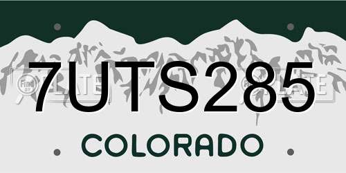 7UTS285 Colorado License Plate