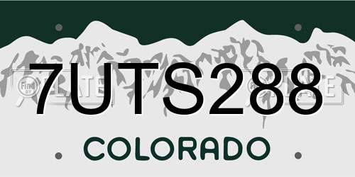 7UTS288 Colorado License Plate