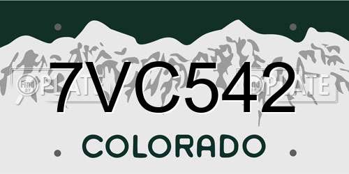 7VC542 Colorado License Plate