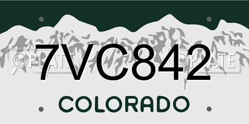 7VC842 Colorado License Plate