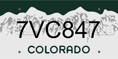 7VC847 Colorado License Plate