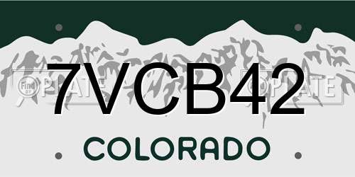 7VCB42 Colorado License Plate