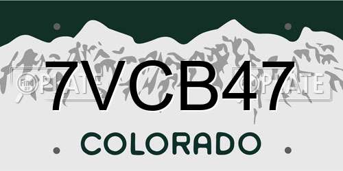 7VCB47 Colorado License Plate