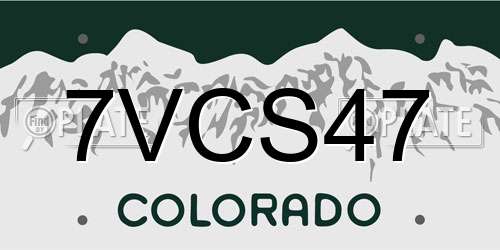 7VCS47 Colorado License Plate