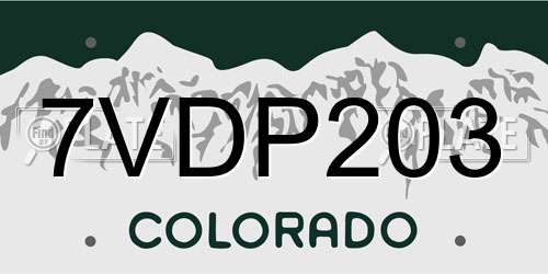7VDP203 Colorado License Plate