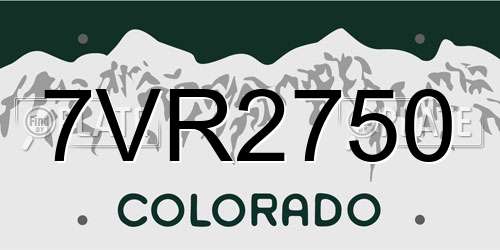 7VR2750 Colorado License Plate