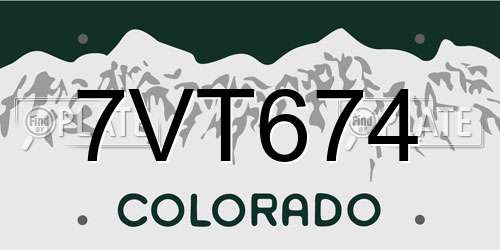 7VT674 Colorado License Plate