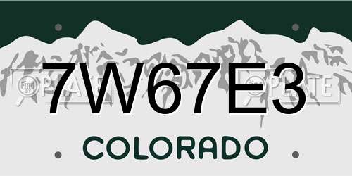 7W67E3 Colorado License Plate