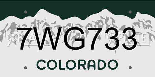 7WG733 Colorado License Plate