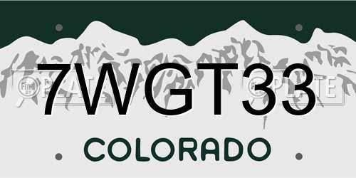7WGT33 Colorado License Plate