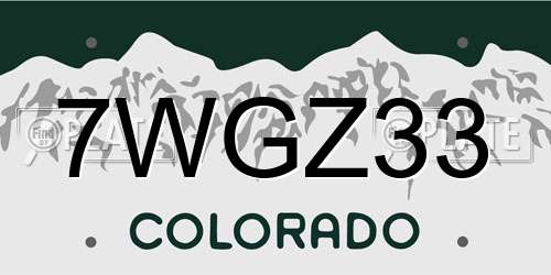 7WGZ33 Colorado License Plate