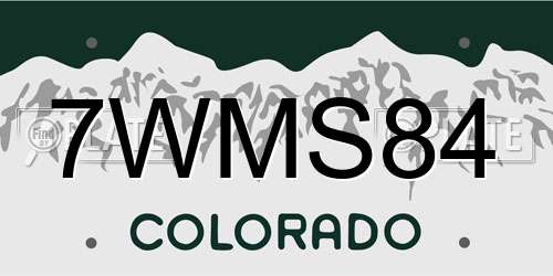 7WMS84 Colorado License Plate