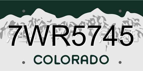 7WR5745 Colorado License Plate