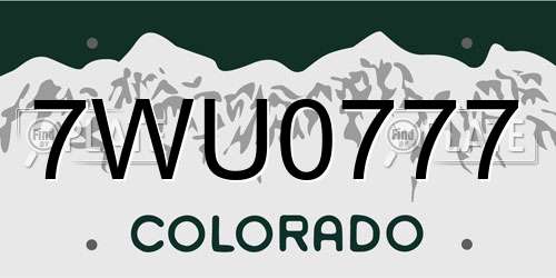 7WU0777 Colorado License Plate